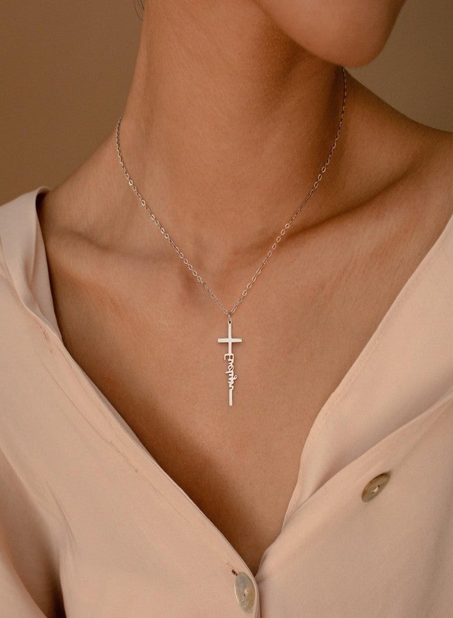 Tasiso Cross Necklace for Women, Sterling Silver Cross Necklace Dainty Evelyn Cross Choker Trendy Cute Sterling Silver Cross Pendant Chain Faith Jewelry Gift for Her - Image 2